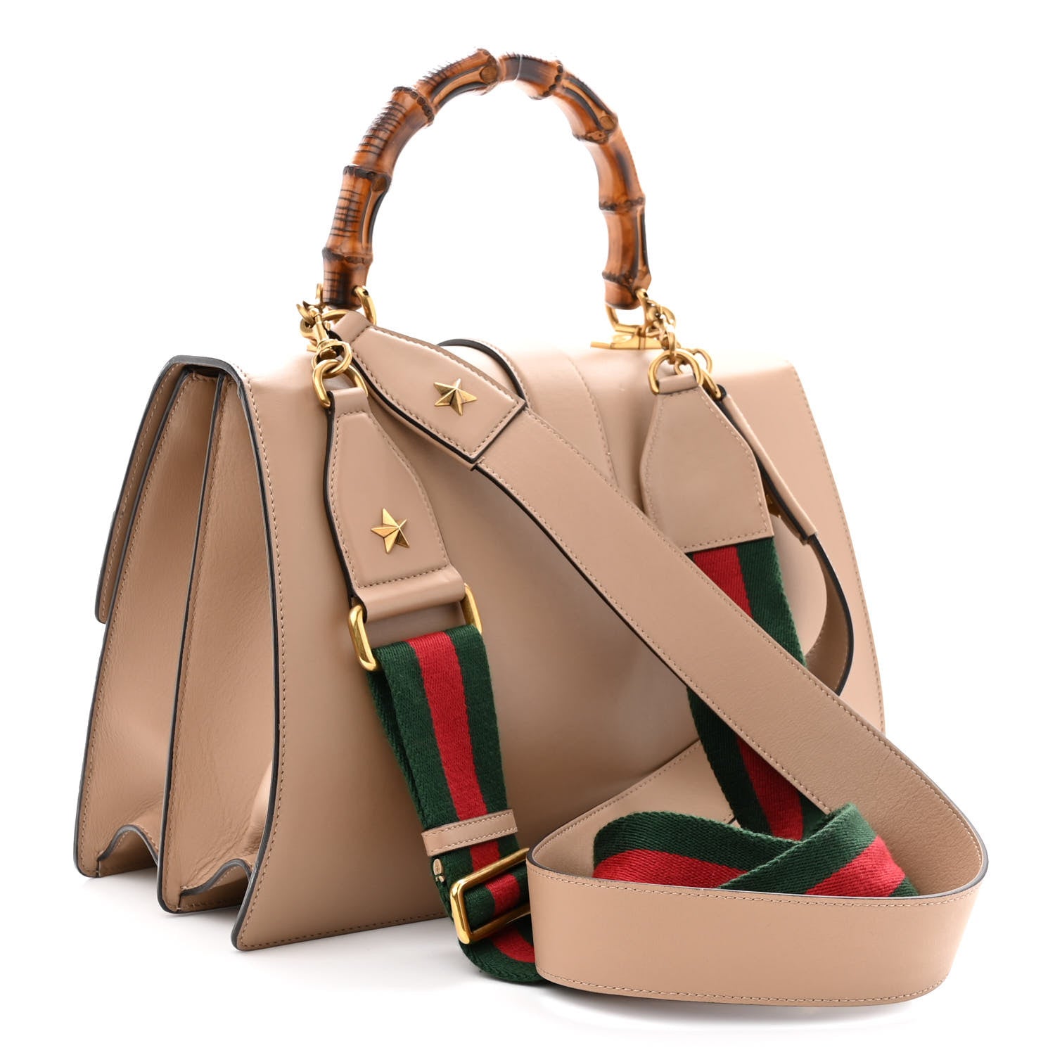 Gucci Moon Calfskin Web Large Dionysus Bamboo Top Handle Bag Camelia Bright Evergreen Hibiscus Red 3 of 16