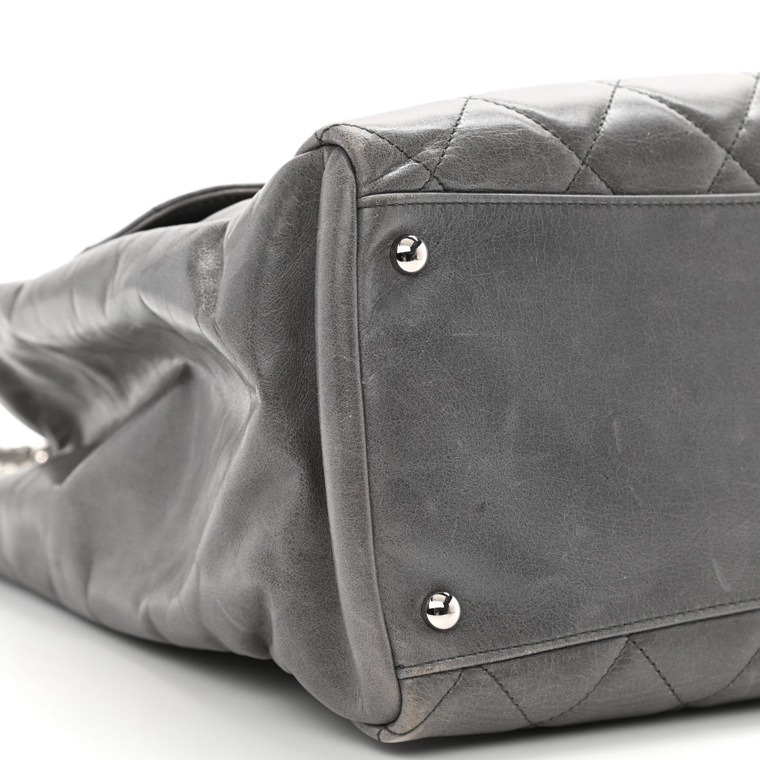 Chanel Glazed Calfskin Quilted Large CC Delivery Tote Grey 9 of 10