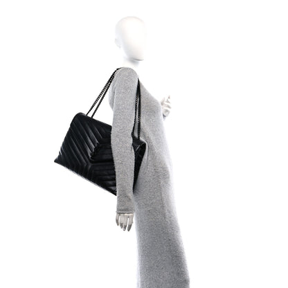Saint Laurent Calfskin Y Quilted Monogram Monochrome Large Loulou Chain Satchel Black 2 of 11