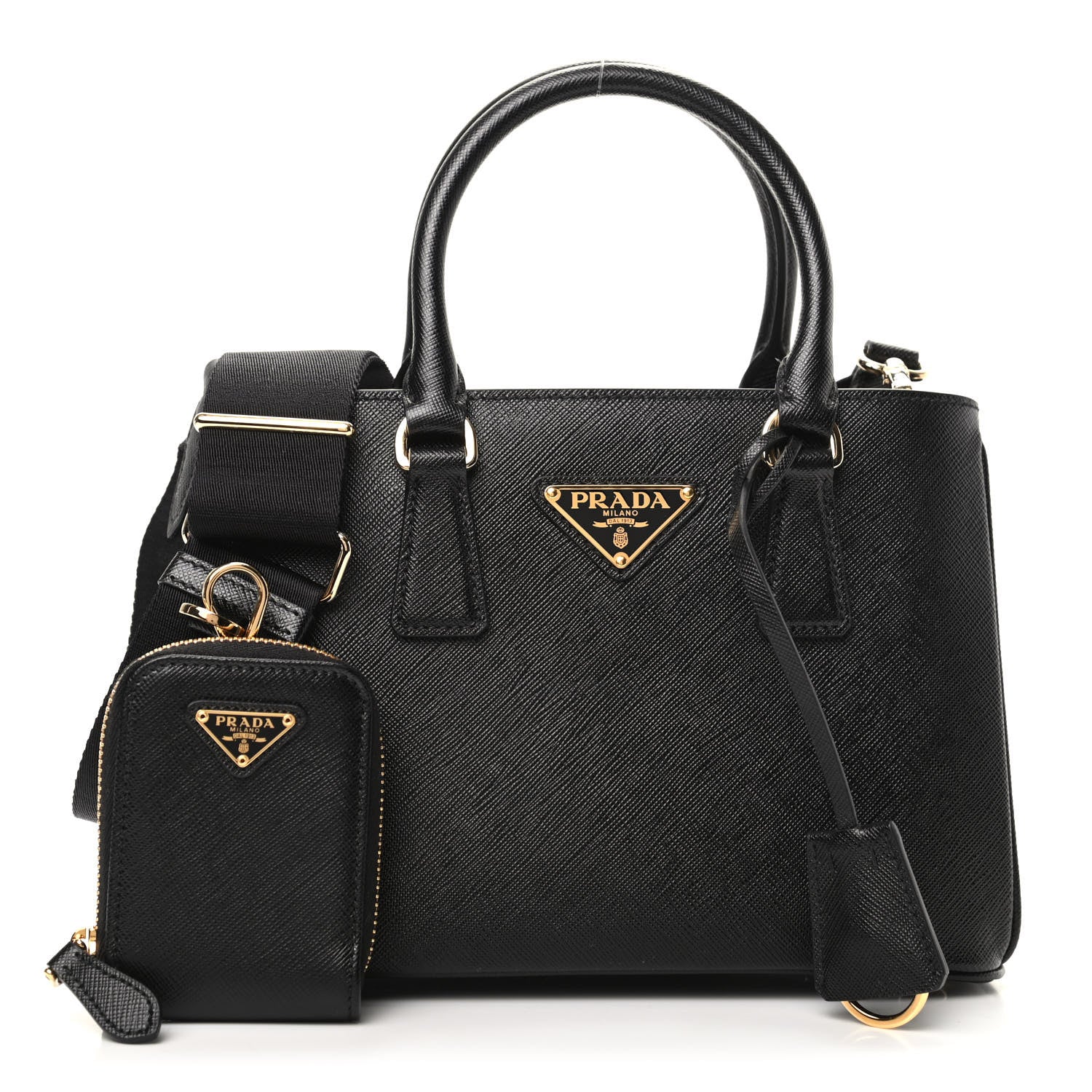 Prada Saffiano Lux Micro Galleria Shoulder Bag Black 1 of 8
