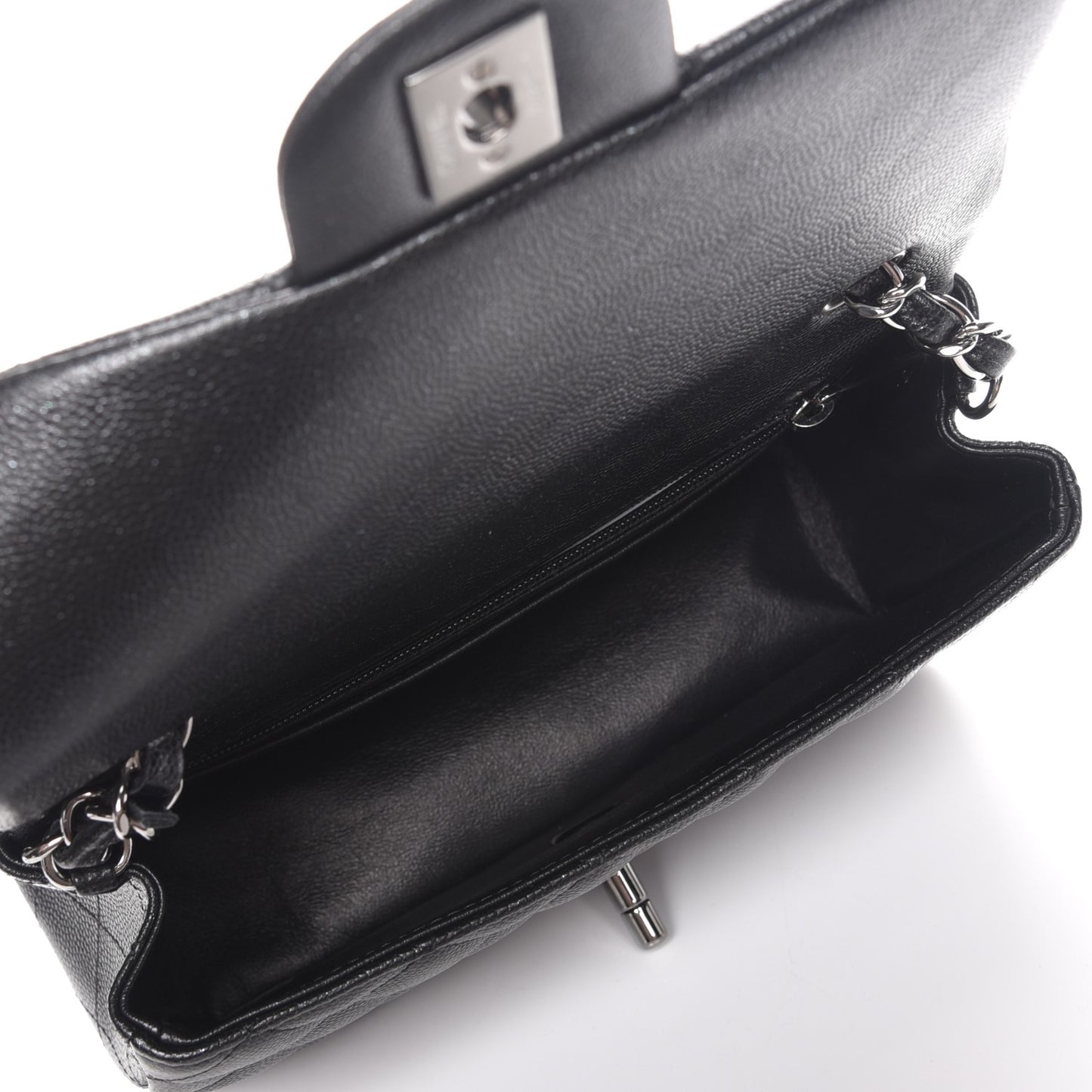 Iridescent Caviar Quilted Mini Rectangular Flap Black
