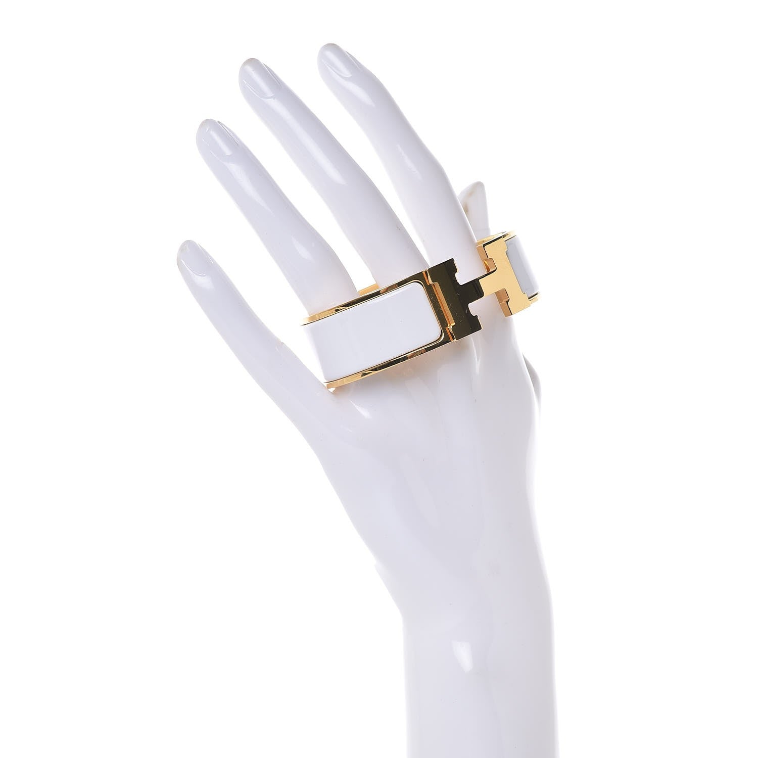 Hermes Enamel Wide Clic Clac H Bracelet GM White 2 of 6