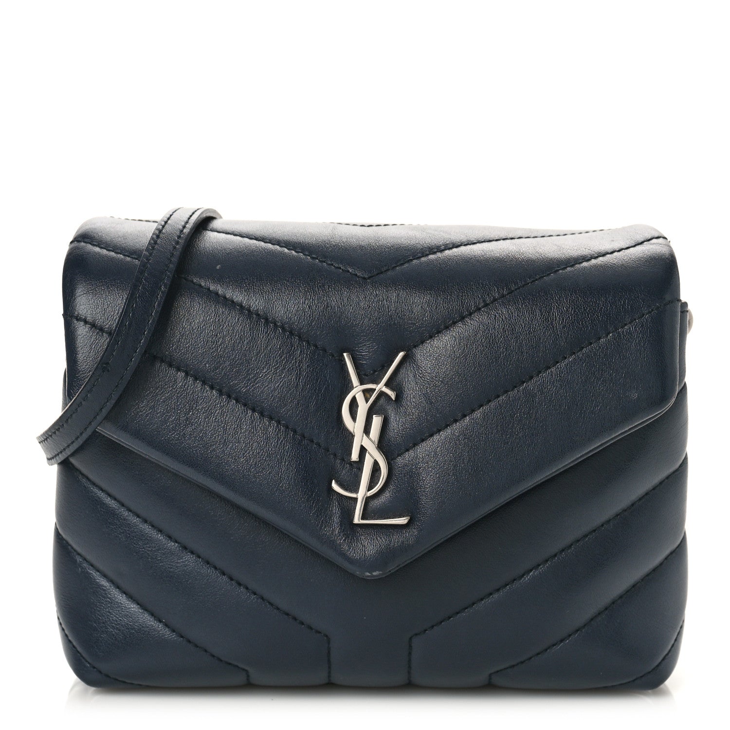 Saint Laurent Calfskin Y Quilted Monogram Toy Loulou Crossbody Bag Medium Blue 1 of 10