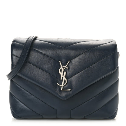 Saint Laurent Calfskin Y Quilted Monogram Toy Loulou Crossbody Bag Medium Blue 1 of 10