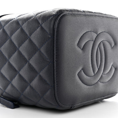 Chanel Caviar Quilted Large Vanity Pouch Navy 10 of 13