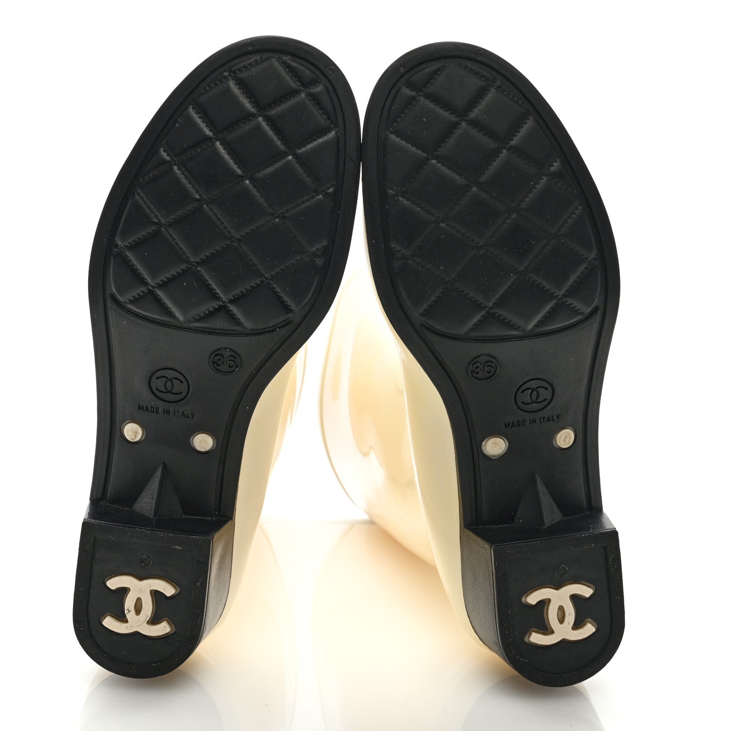 Chanel Rubber Camellia Rain Boots 36 Off White 5 of 11