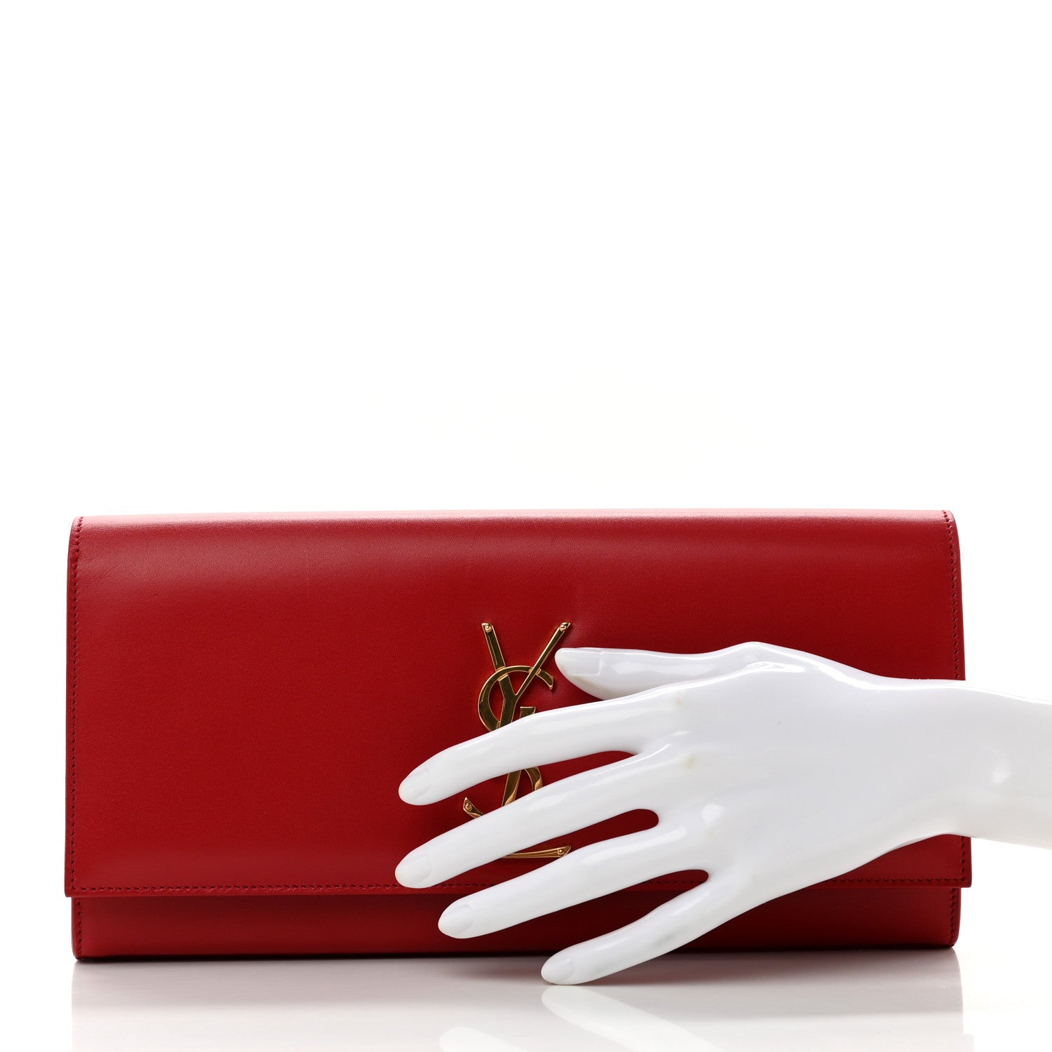 Saint Laurent Smooth Calfskin Classic Monogram Cassandre Clutch Red 2 of 7