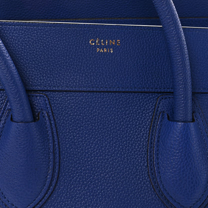Celine Drummed Calfskin Mini Luggage Indigo 7 of 9