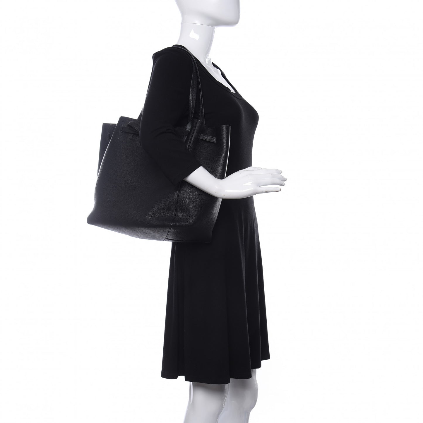 Soft Grained Calfskin Small Belt Cabas Phantom Black