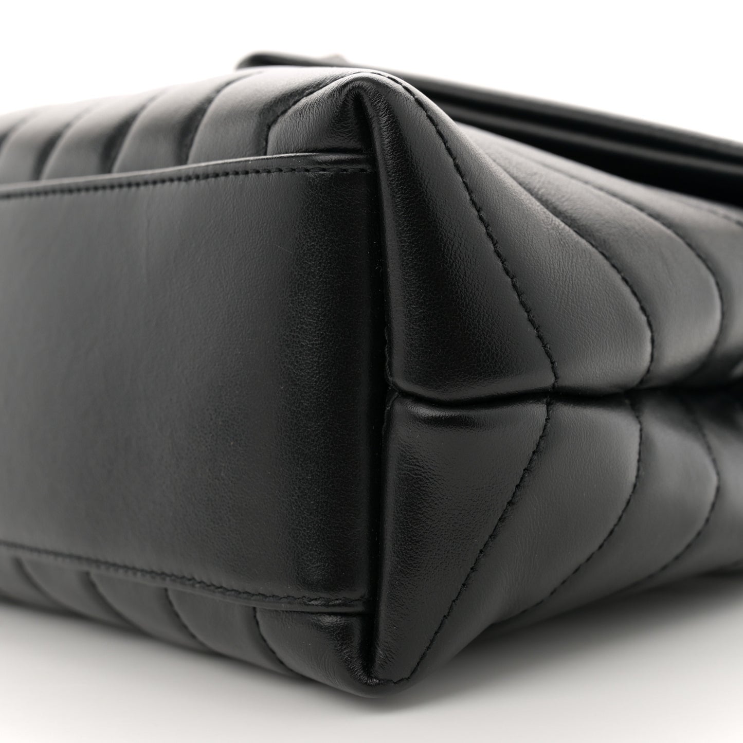 Calfskin Y Quilted Monogram Small Loulou Chain Satchel Black