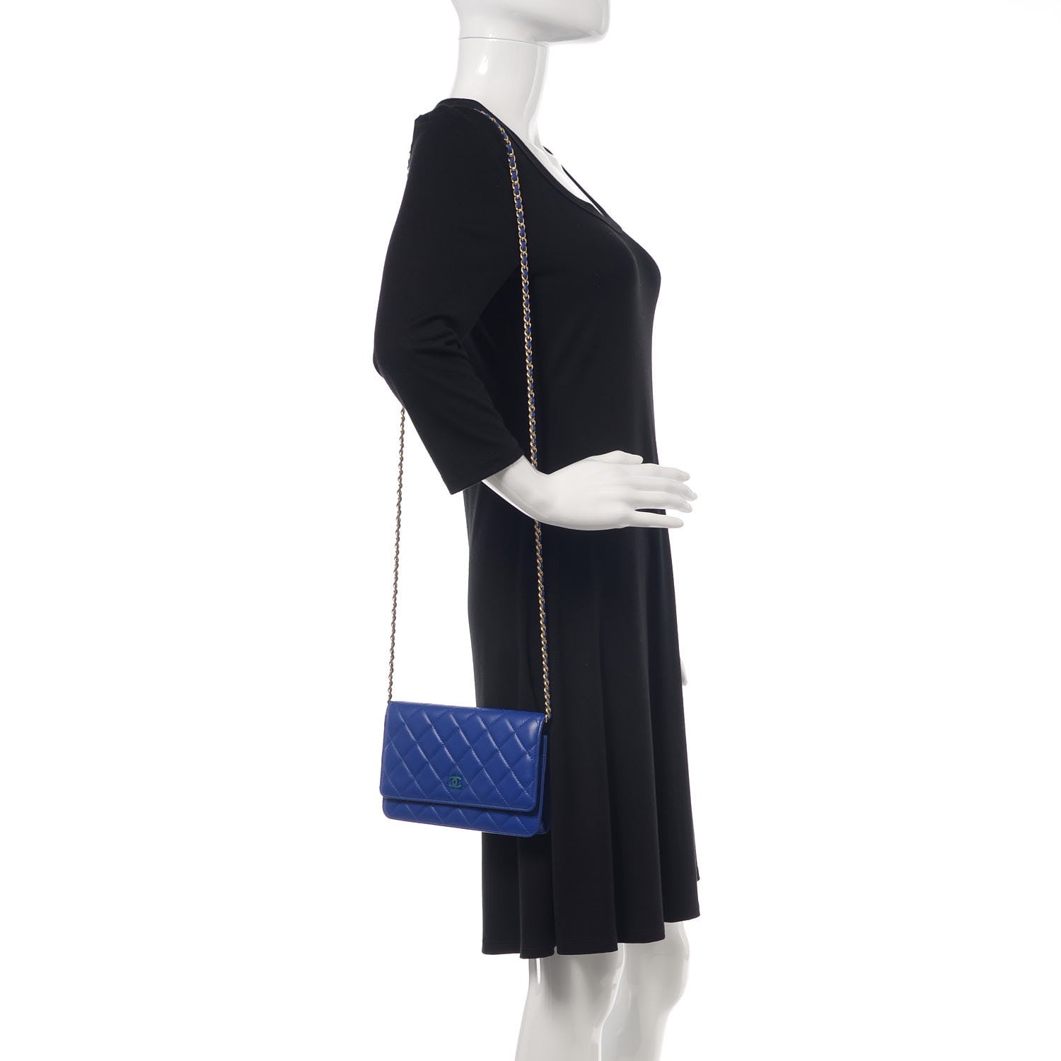Chanel Lambskin Quilted Wallet On Chain WOC Dark Blue 2 of 11