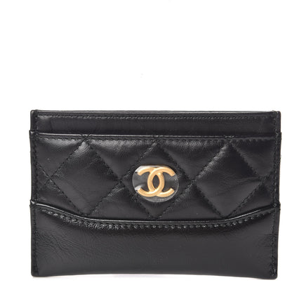 Chanel Aged Calfskin Quilted Gabrielle Card Holder Black 1 of 9