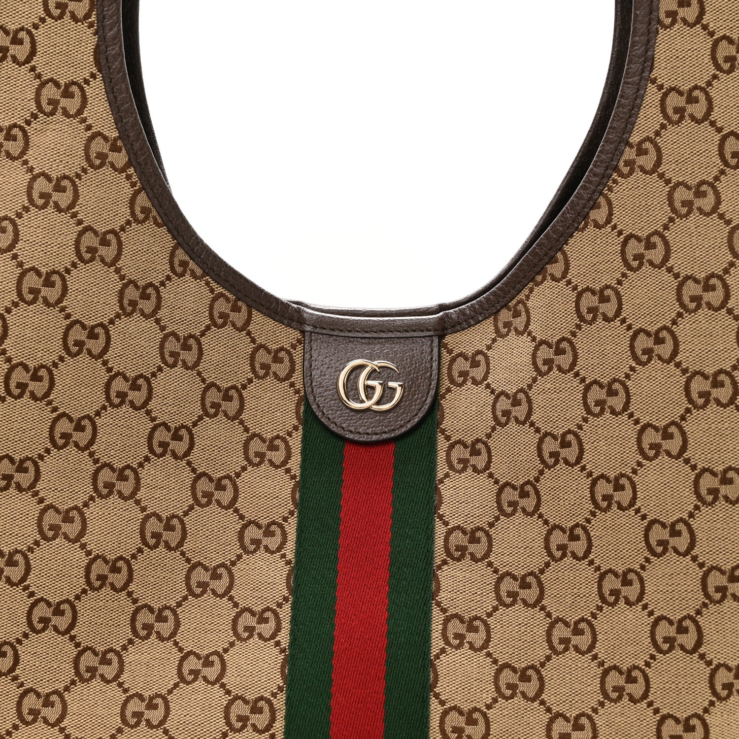 Gucci GG Monogram Web Large Giglio Tote Beige Brown 8 of 10