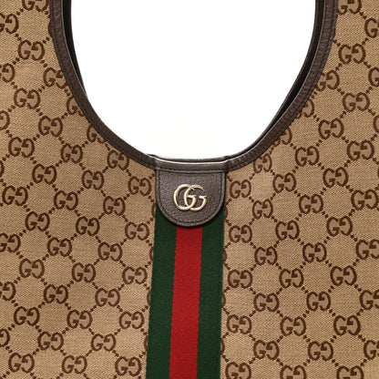 Gucci GG Monogram Web Large Giglio Tote Beige Brown 8 of 10
