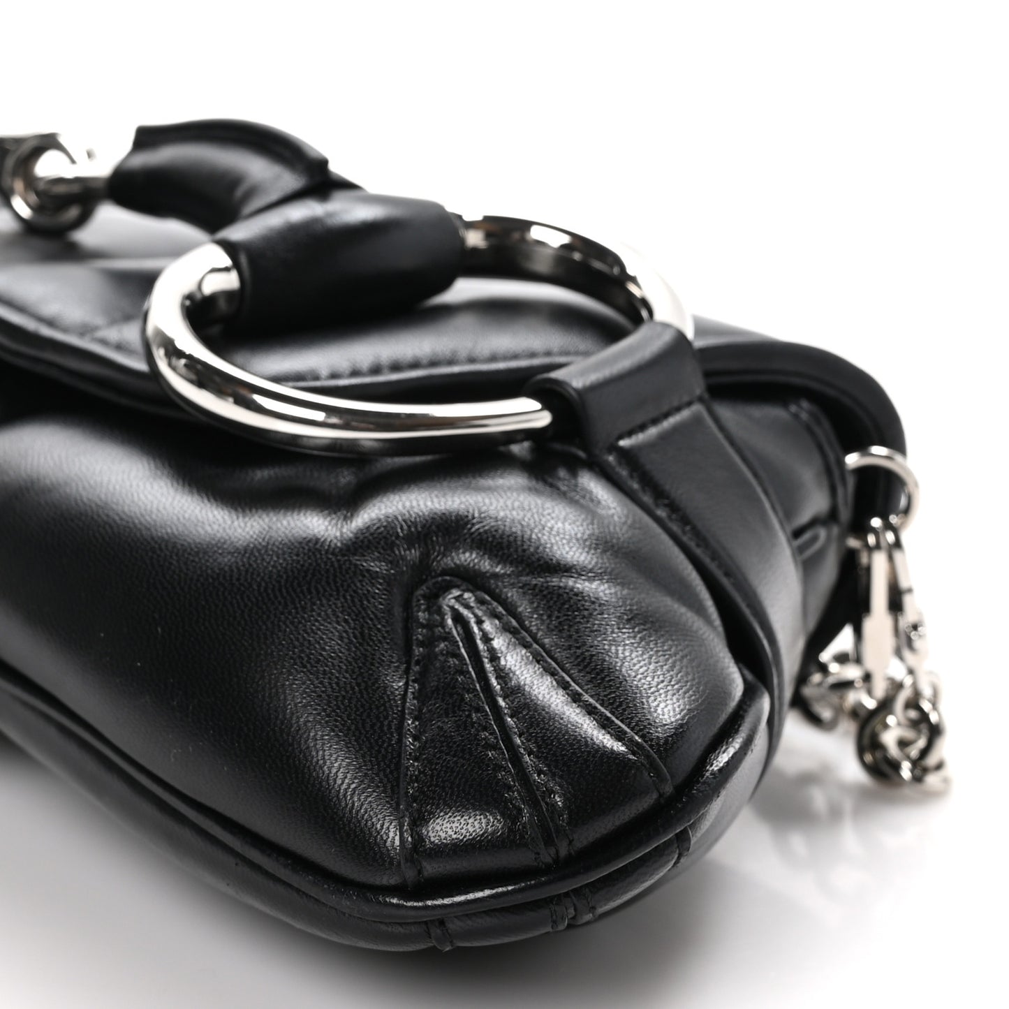 Nappa Vertical Matelasse Medium Maxi Horsebit Chain Shoulder Bag Black