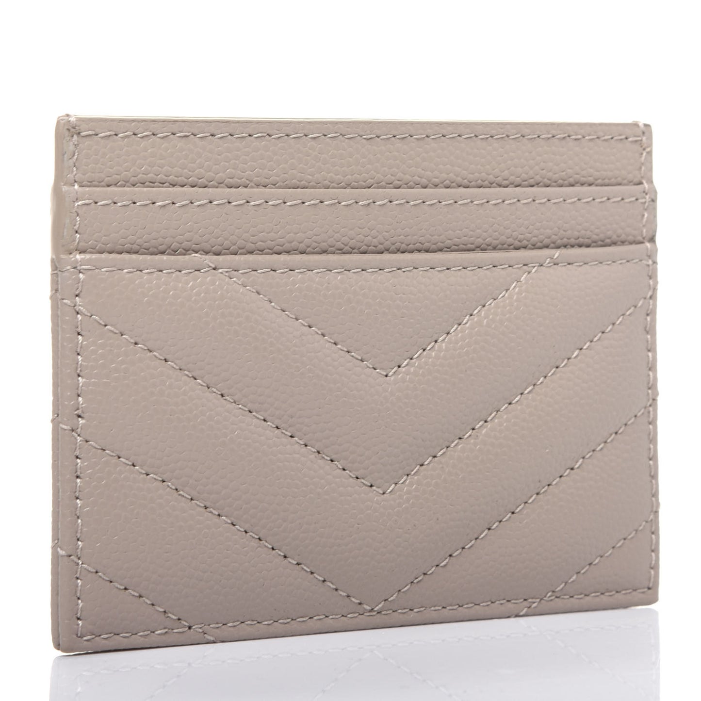 Grain De Poudre Matelasse Chevron Monogram Credit Card Case Sea Salt