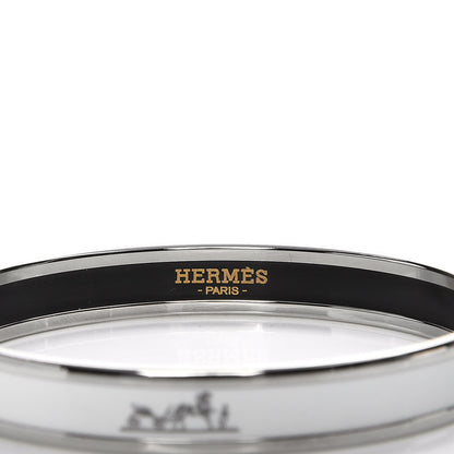 Hermes Enamel Printed Narrow Caleche Bracelet 65 White 4 of 6