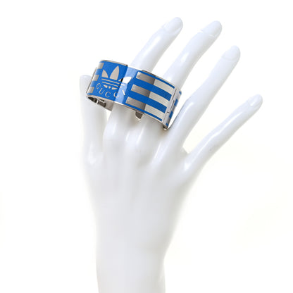 Gucci X ADIDAS Metal Enamel Cuff Bracelet S Silver Blue 2 of 6