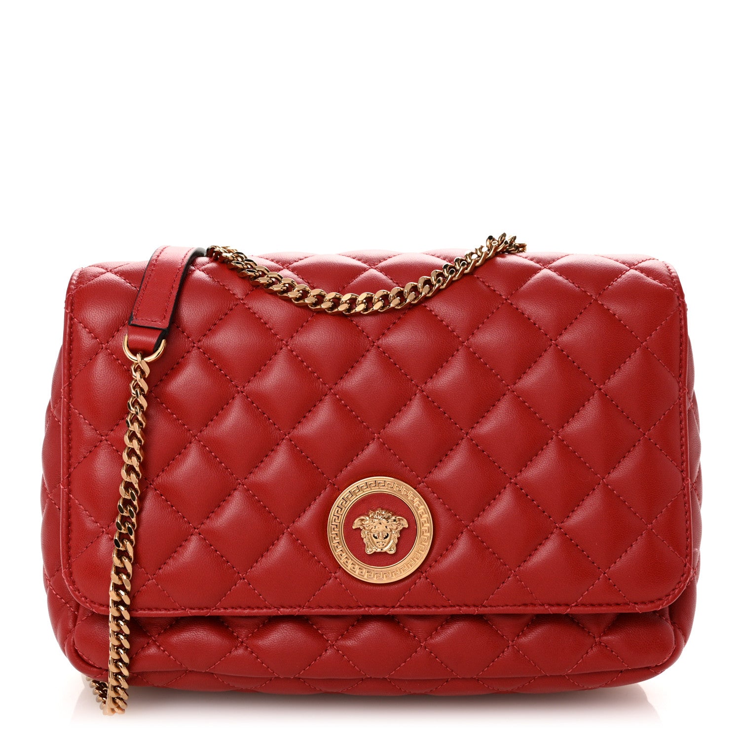 Versace Nappa Quilted Medusa Chain Crossbody Red 1 of 9