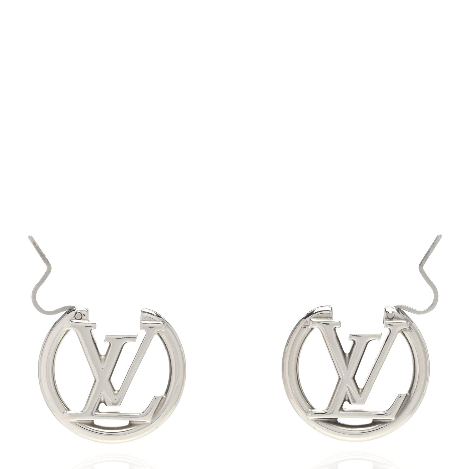 Louis Vuitton Palladium Small Louise Hoop Earrings Silver 3 of 5