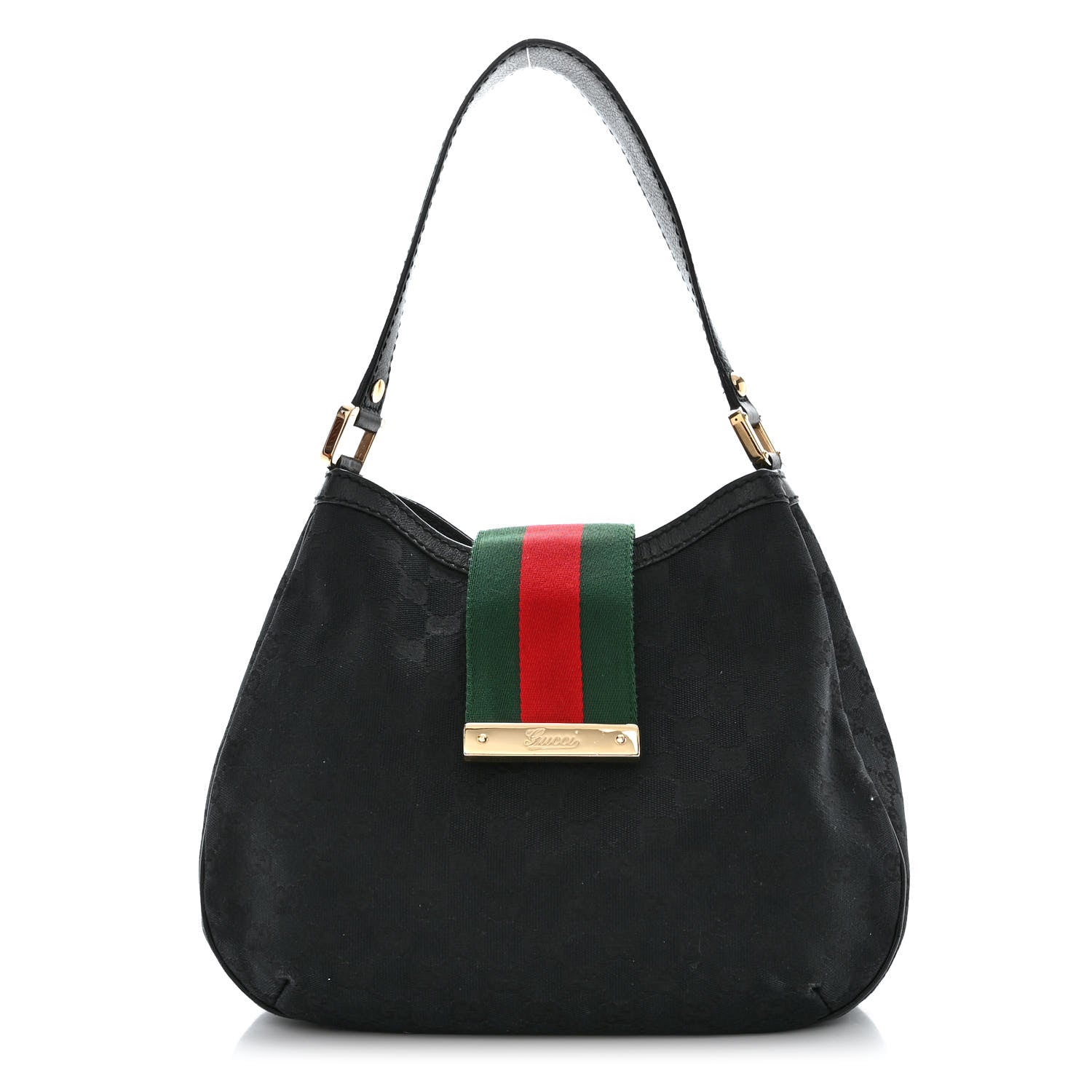 Gucci Monogram New Ladies Web Hobo Black 1 of 15