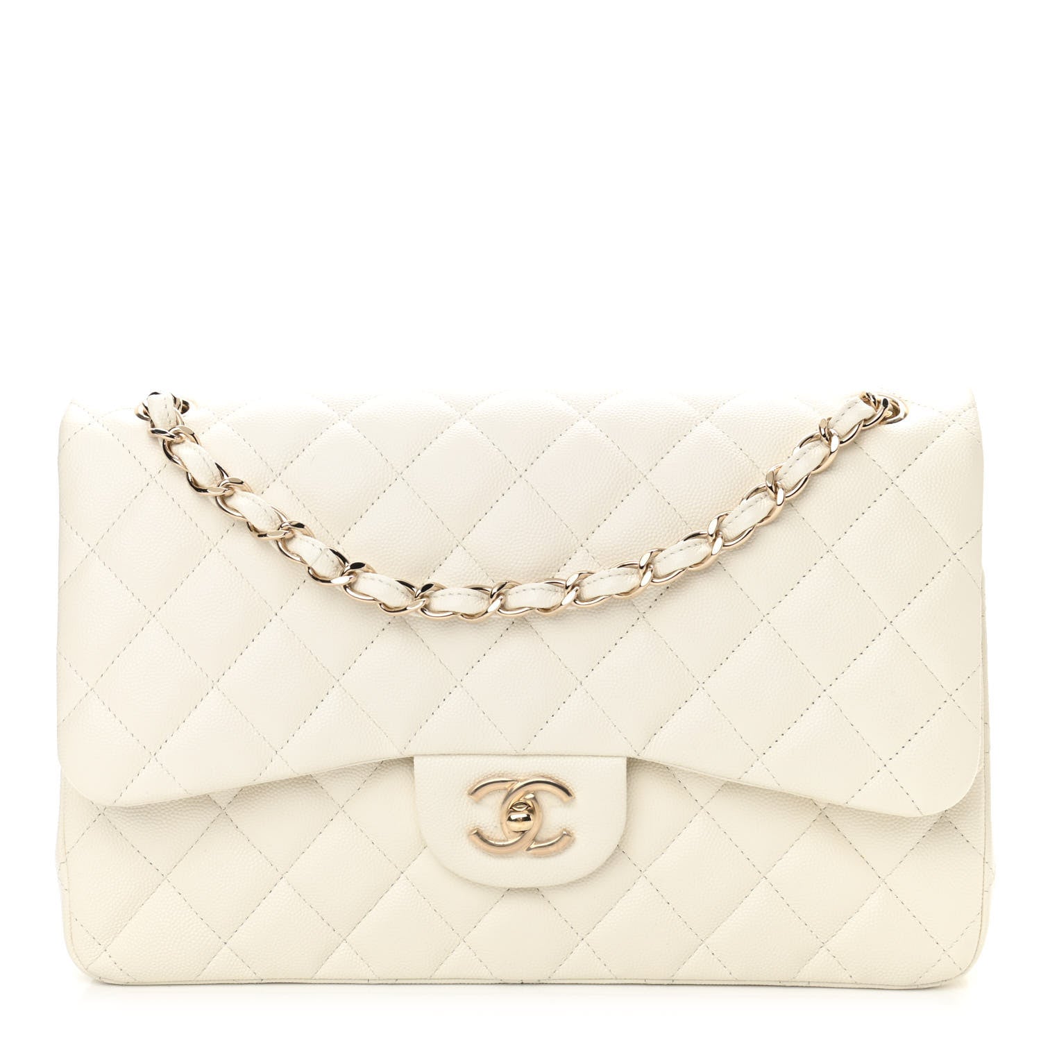 Chanel Caviar Quilted Jumbo Double Flap White 1 of 12