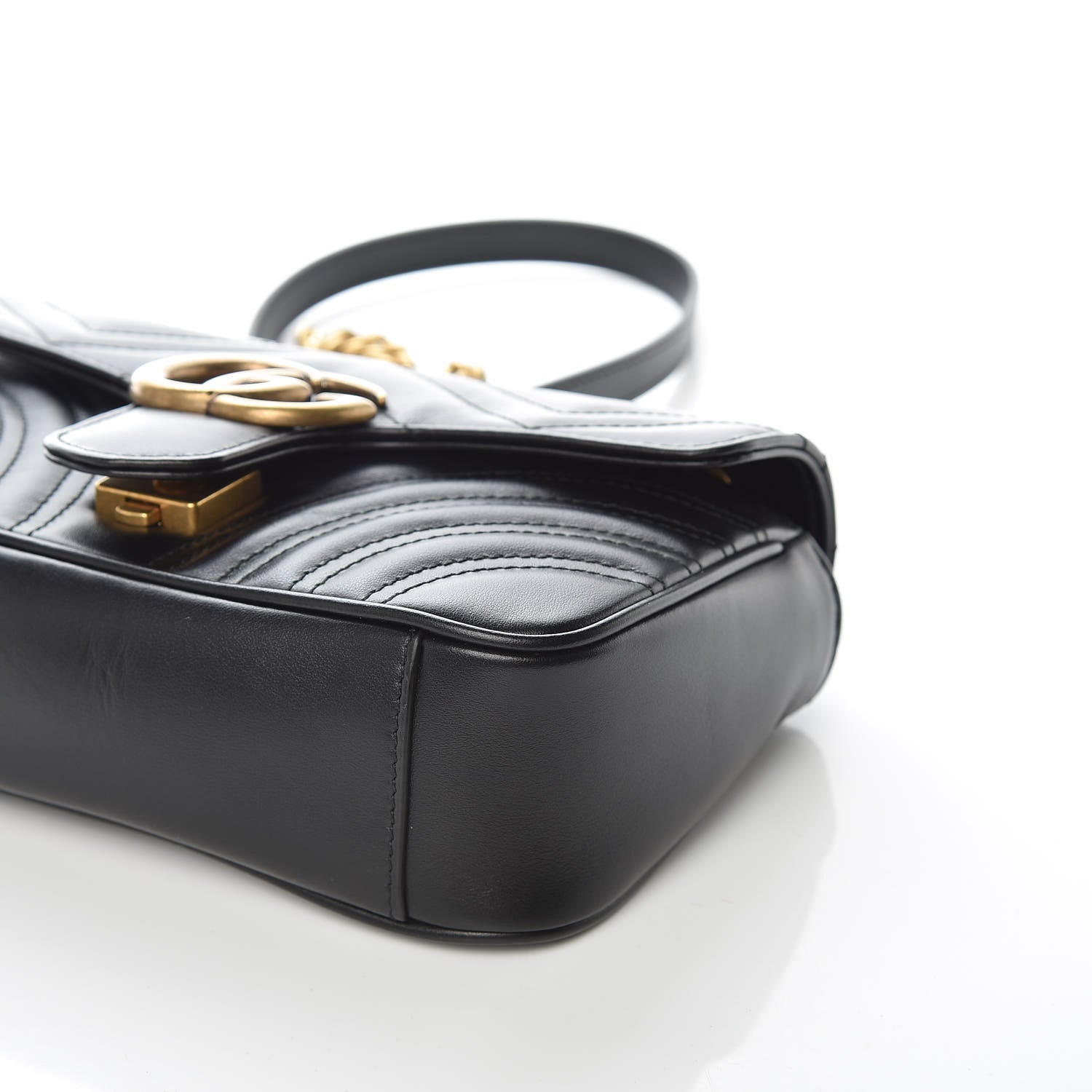 Gucci Calfskin Matelasse Mini GG Marmont Shoulder Bag Black 6 of 12