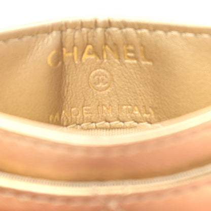 Chanel Aged Metallic Calfskin Pearl CC Quilted Card Holder Gold 7 of 8