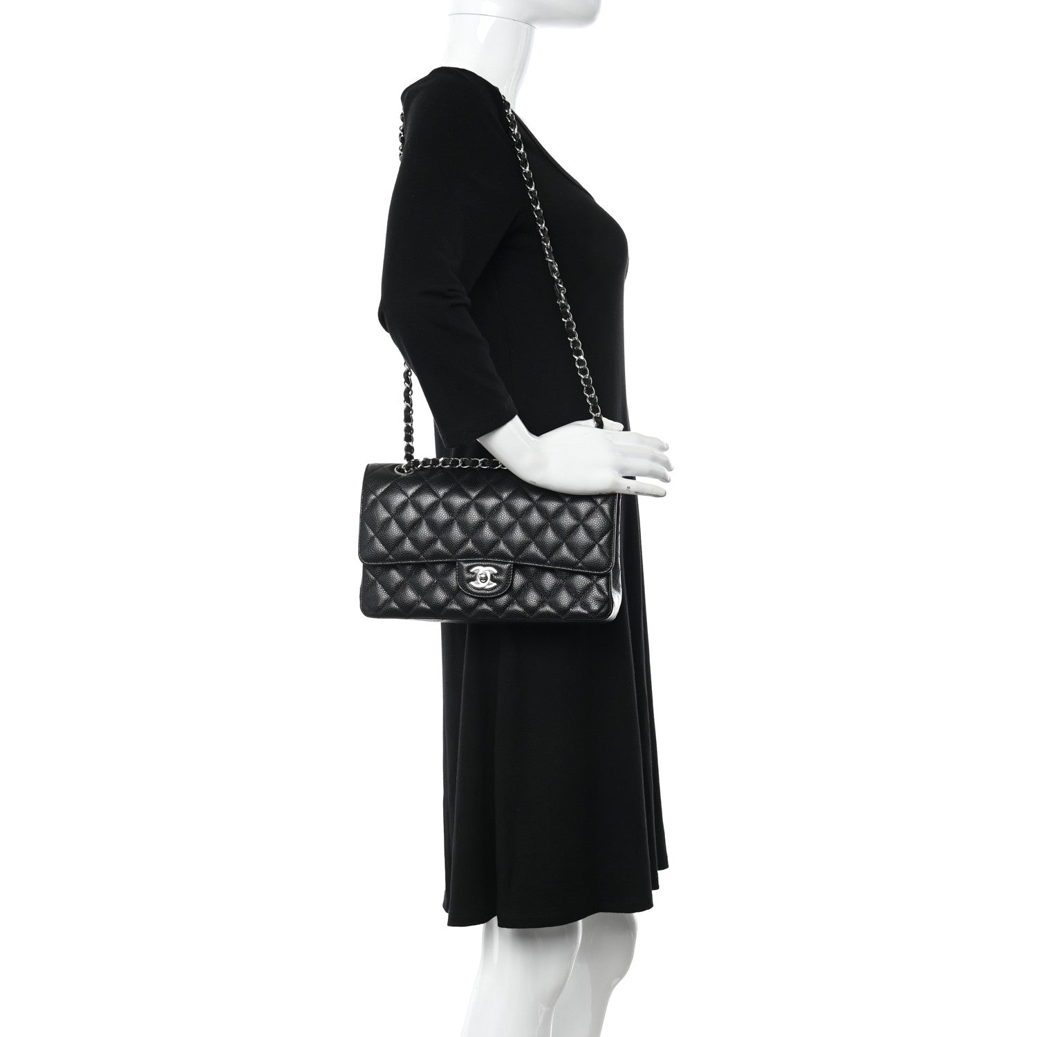 Chanel Caviar Quilted Medium Double Flap Black 2 of 11