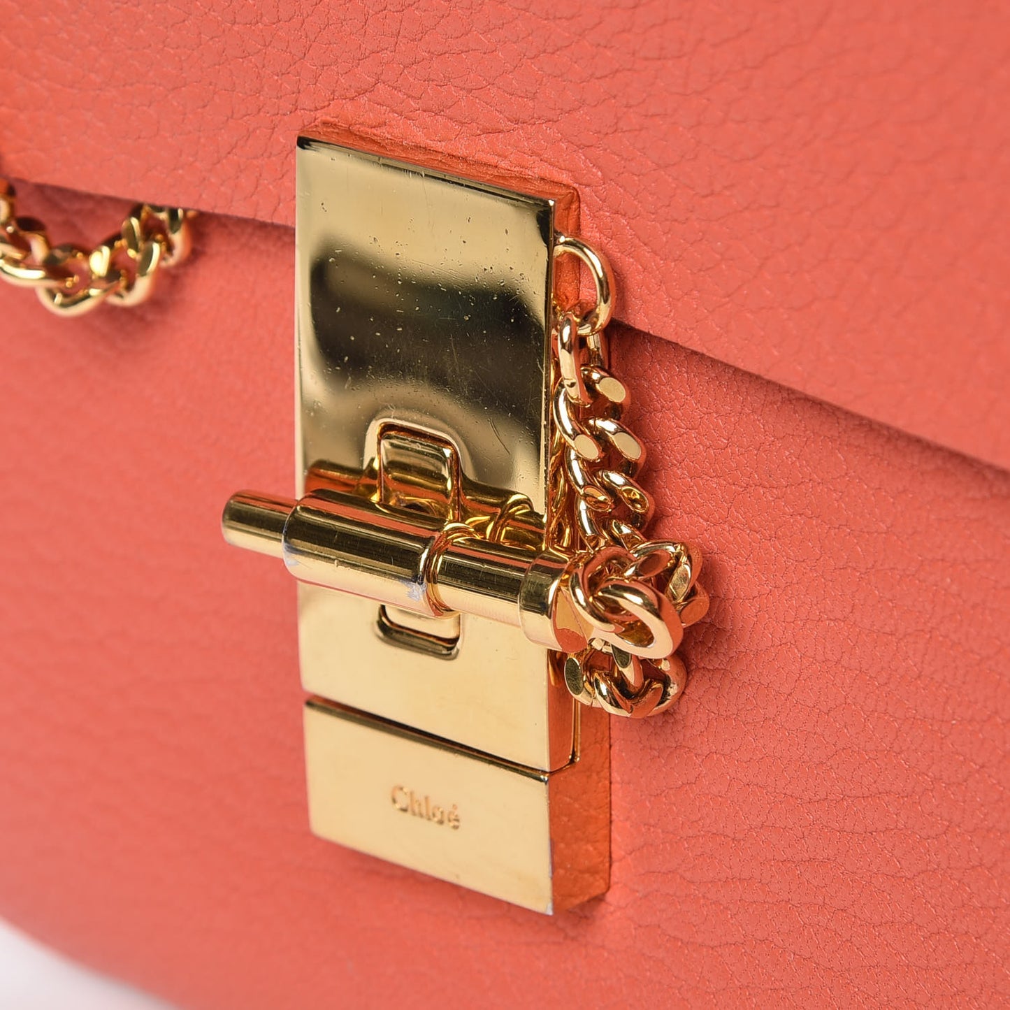 Grained Lambskin Mini Drew Shoulder Bag Orange