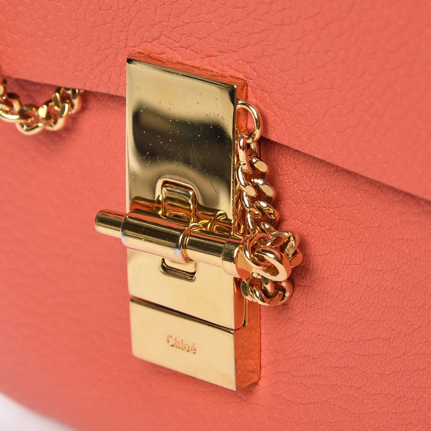 Chloe Grained Lambskin Mini Drew Shoulder Bag Orange 13 of 14