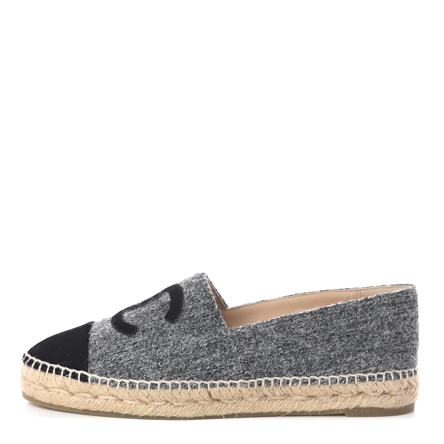 Tweed Velvet CC Espadrilles 40 Grey Black