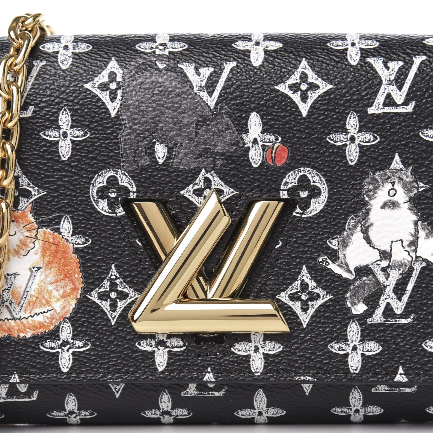 Catogram Twist Chain Wallet Black