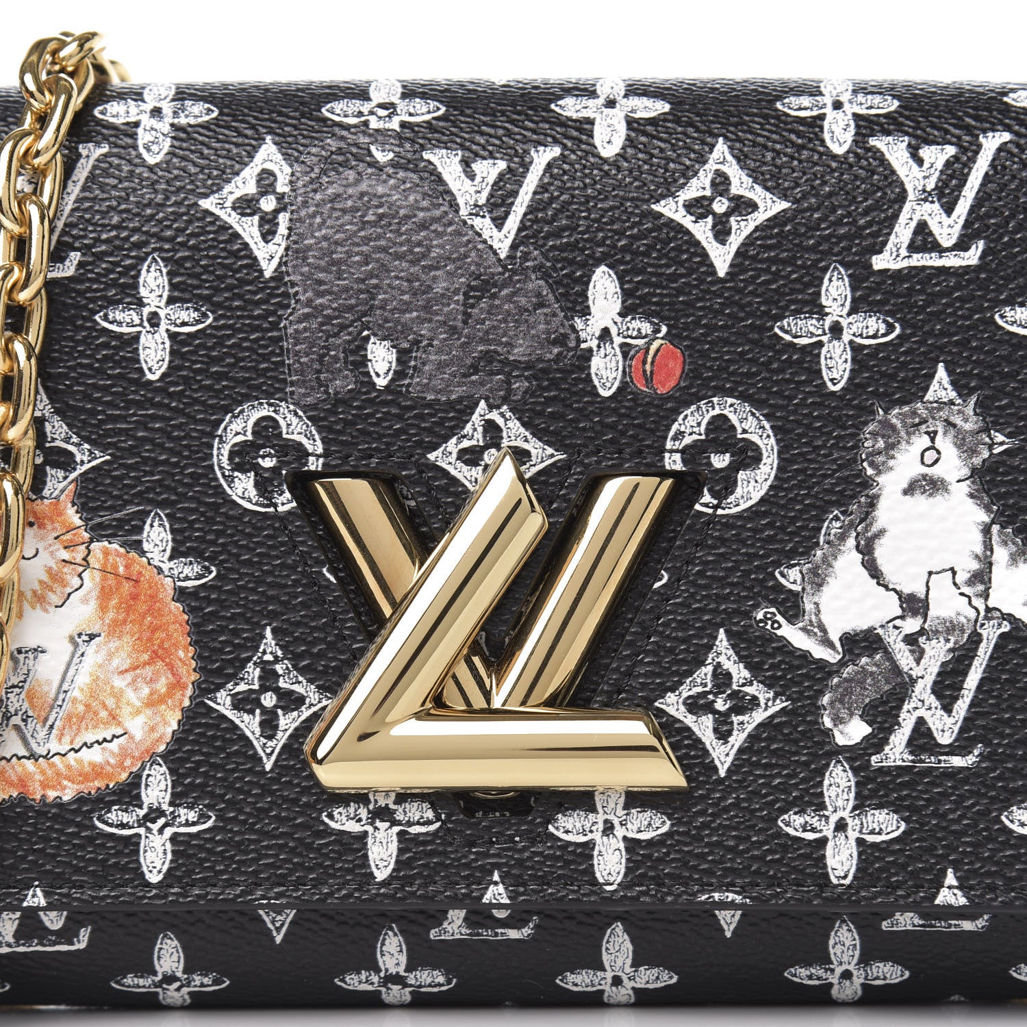 Louis Vuitton Catogram Twist Chain Wallet Black 9 of 10