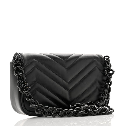 Gucci Calfskin Matelasse Monochrome GG Marmont Chain Belt Bag Black 3 of 13