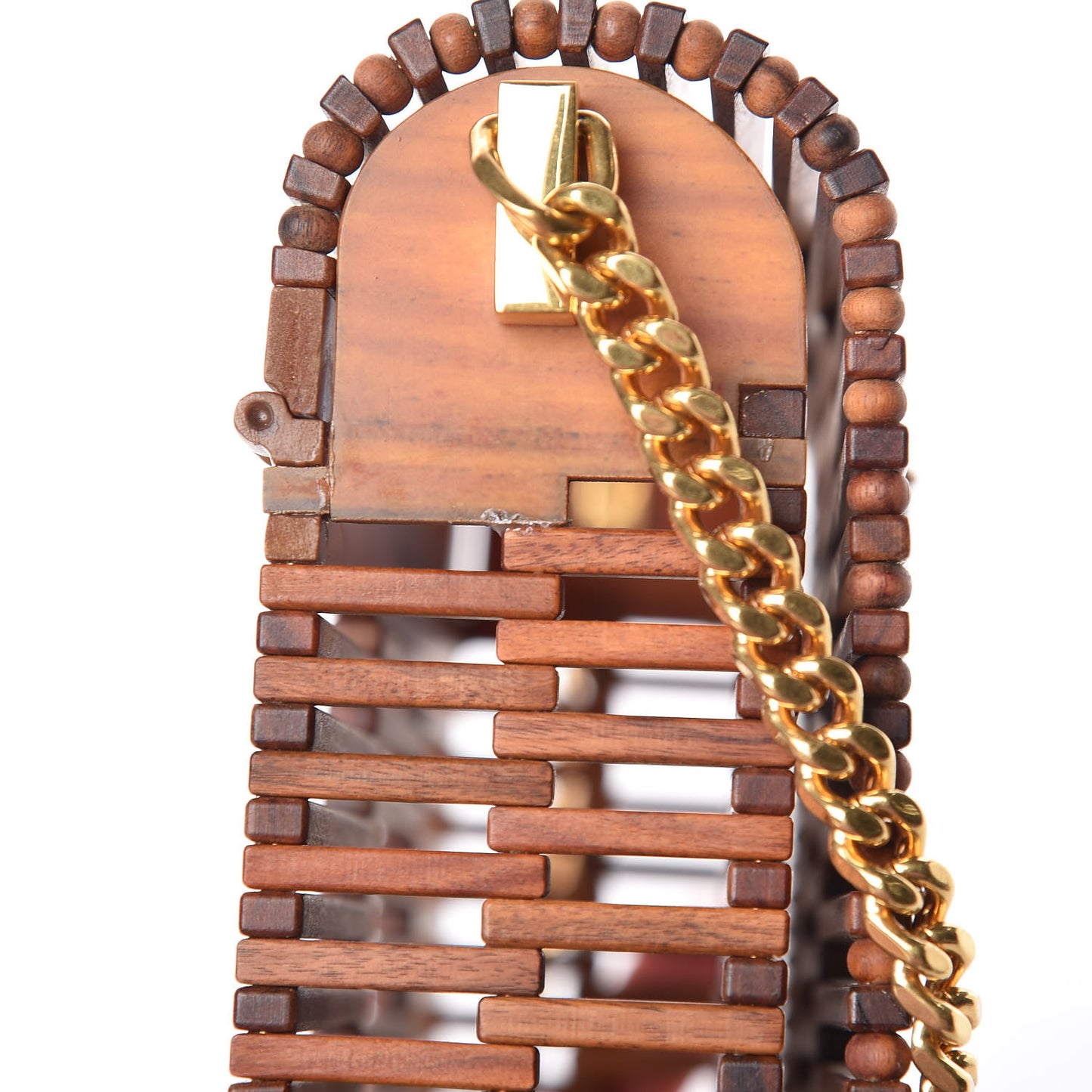 Wood Small Monogram Kate Box Bag Brown