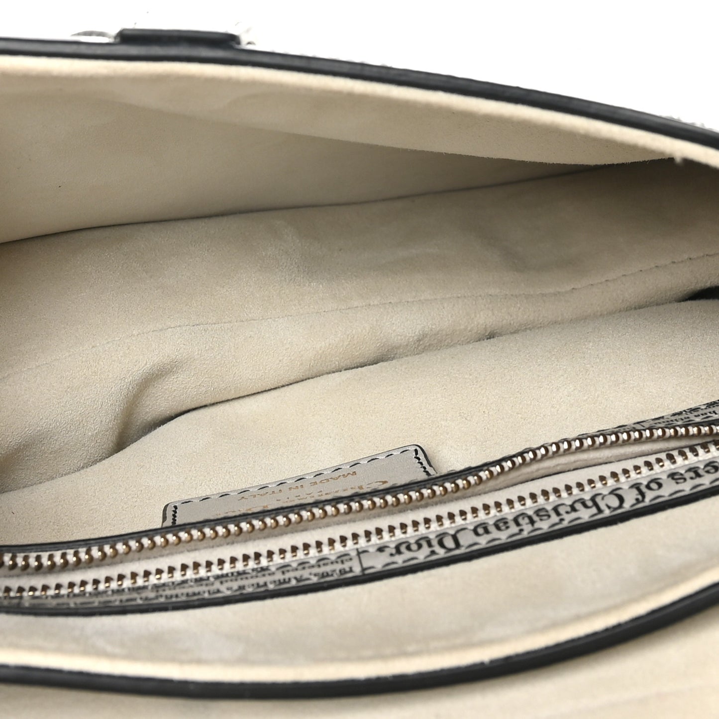 Calfskin Newspaper Printed Saddle Bag With Strap Black White