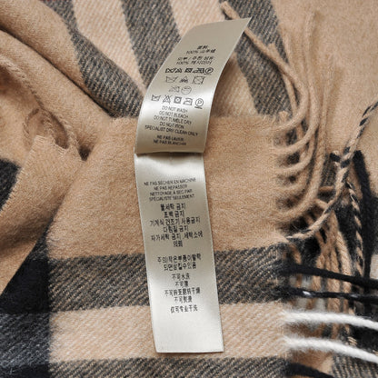 Burberry Cashmere Giant Heritage Check Fringe Scarf Camel 6 of 7
