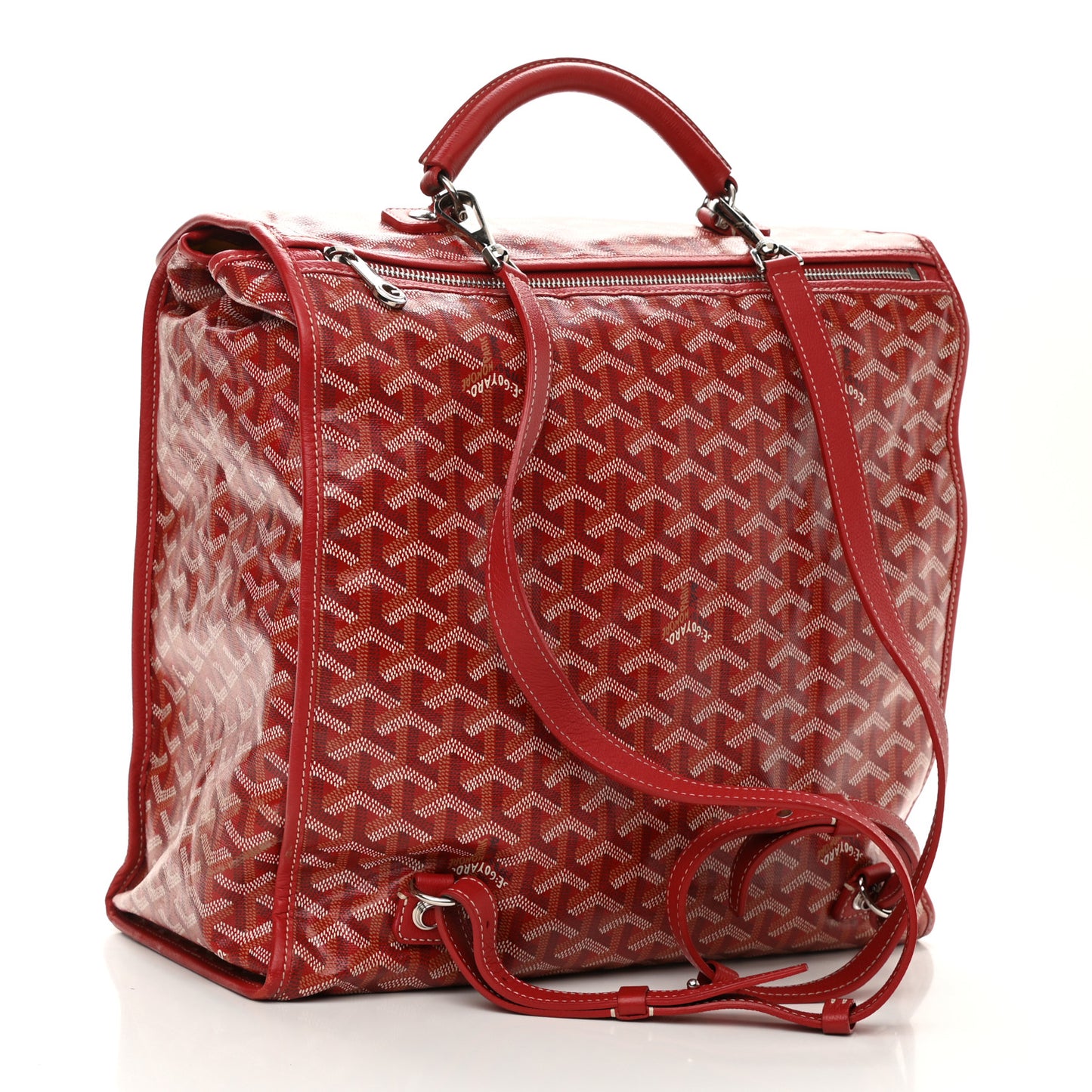 Goyardine Saint Leger Soft Briefcase Backpack Red