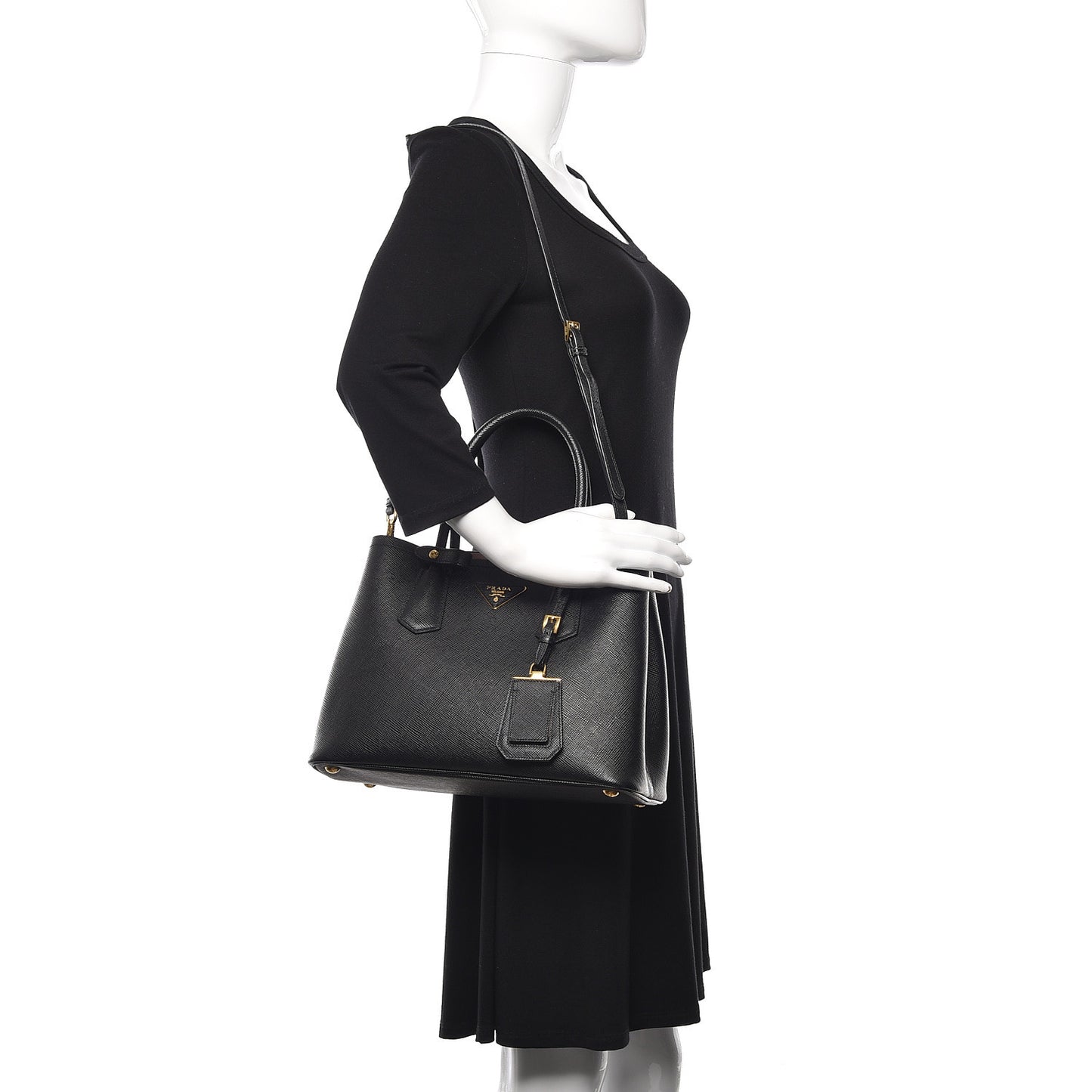 Saffiano Cuir Small Double Bag Black Mughetto