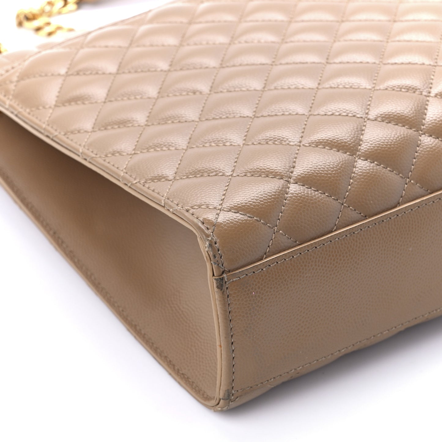 Grain De Poudre Textured Mixed Matelasse Triquilt Large Monogram Satchel Cork
