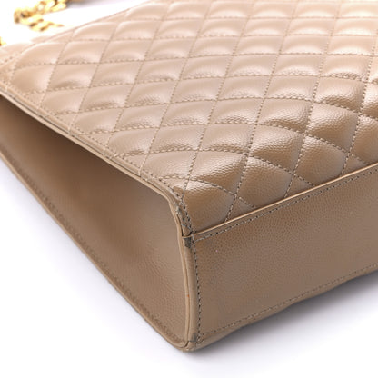Saint Laurent Grain De Poudre Textured Mixed Matelasse Triquilt Large Monogram Satchel Cork 10 of 14