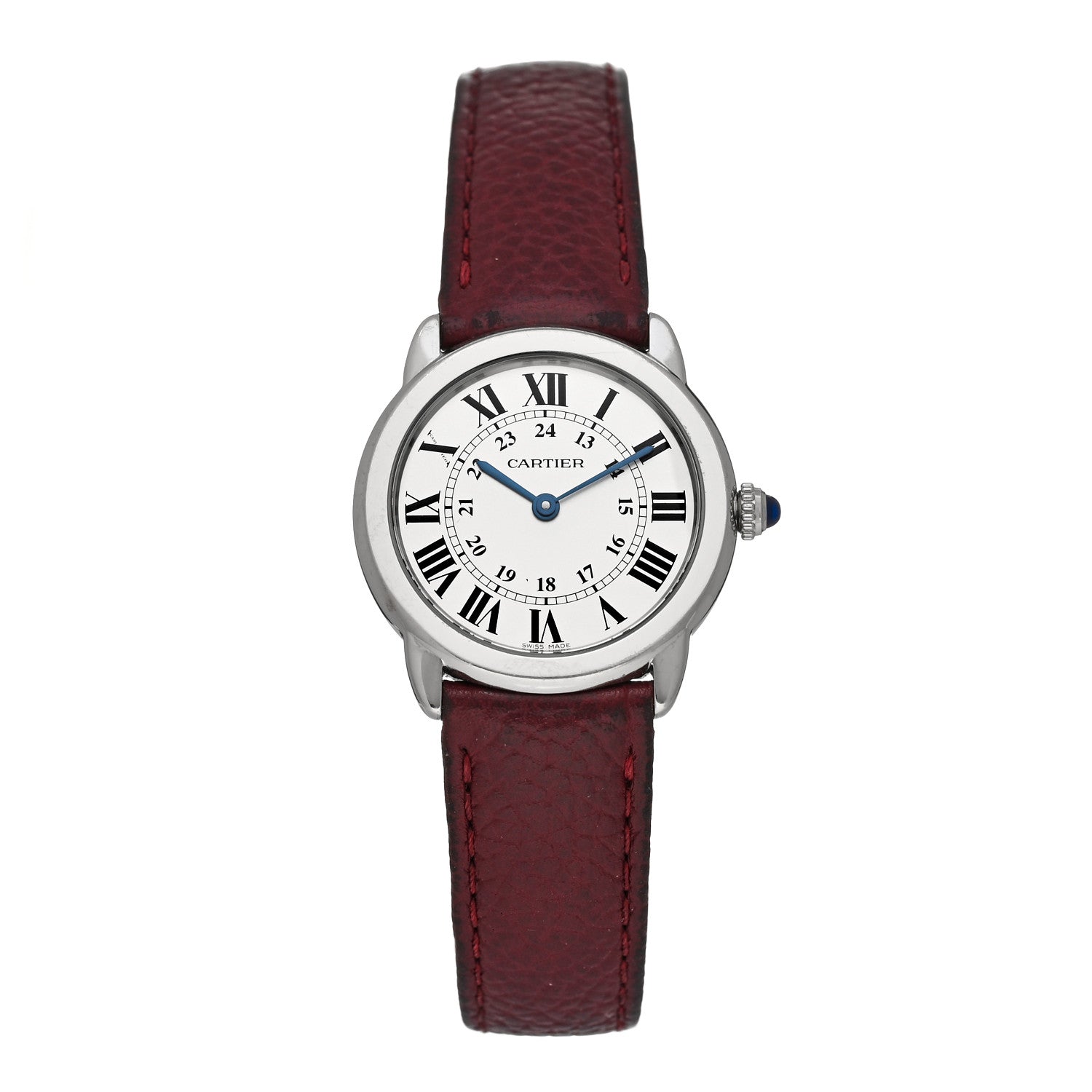 Cartier Stainless Steel Calfskin 29mm Ronde Solo Quartz Watch Burgundy 1 of 4