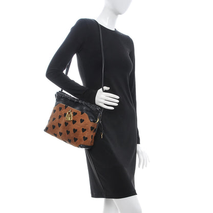 Burberry Calf Hair Heart Print Little Crush Dark Camel Black 2 of 8