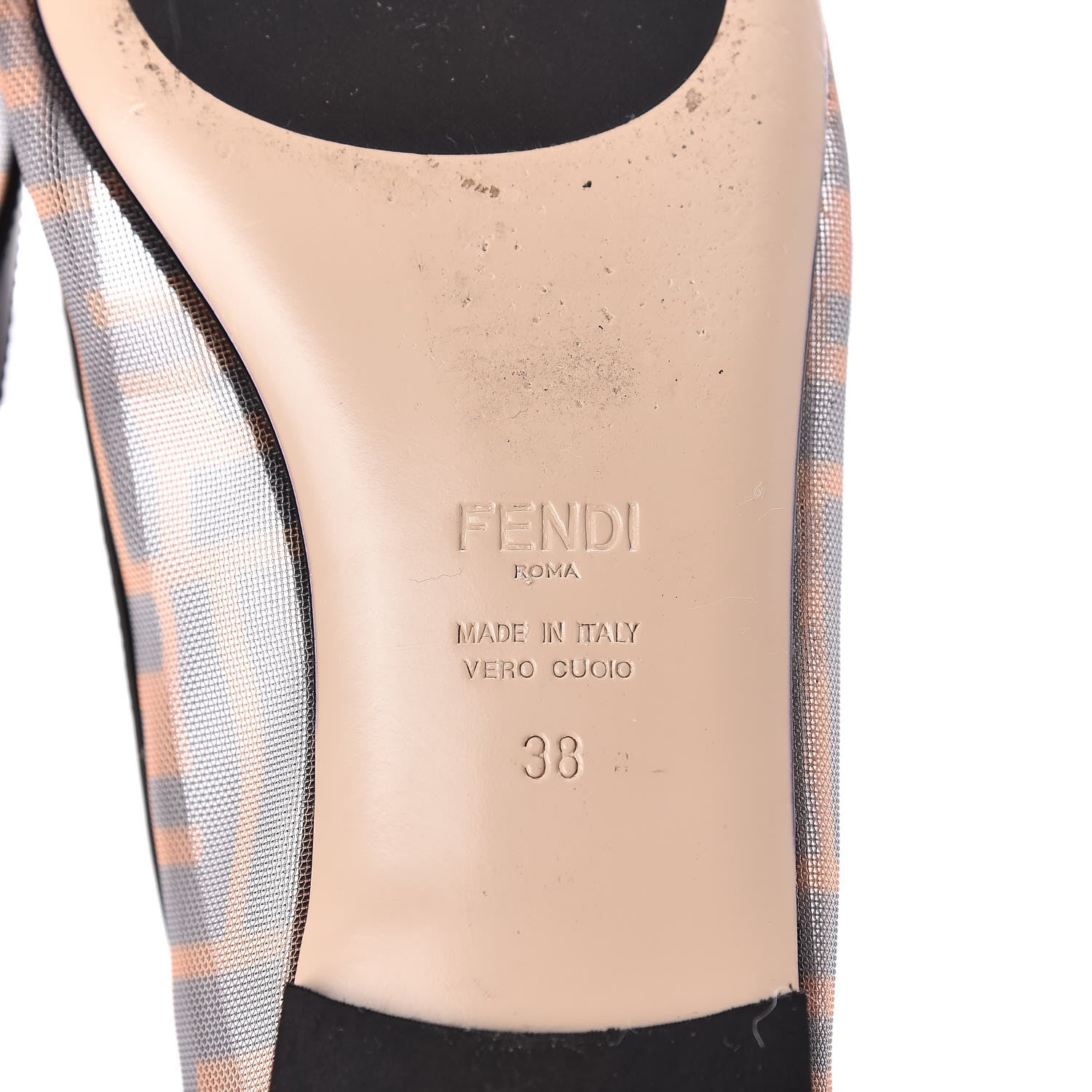 Fendi Mesh FF Skimmer Ballerina Flats 38 Tobacco Moro Black 8 of 9