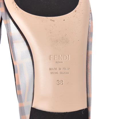 Fendi Mesh FF Skimmer Ballerina Flats 38 Tobacco Moro Black 8 of 9