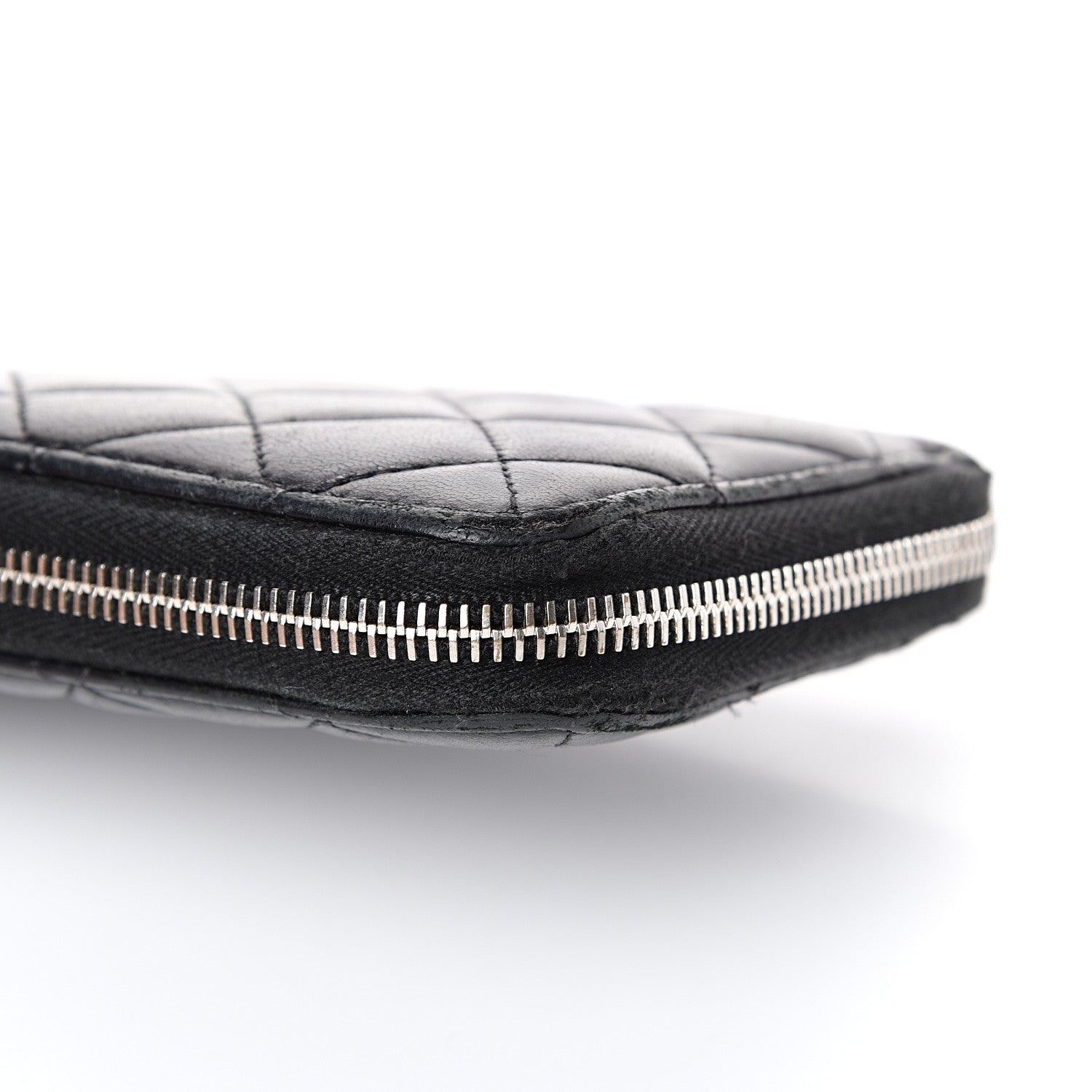 Chanel Lambskin Quilted Large Gusset Zip Around Wallet Black 12 of 14