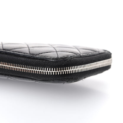 Chanel Lambskin Quilted Large Gusset Zip Around Wallet Black 12 of 14