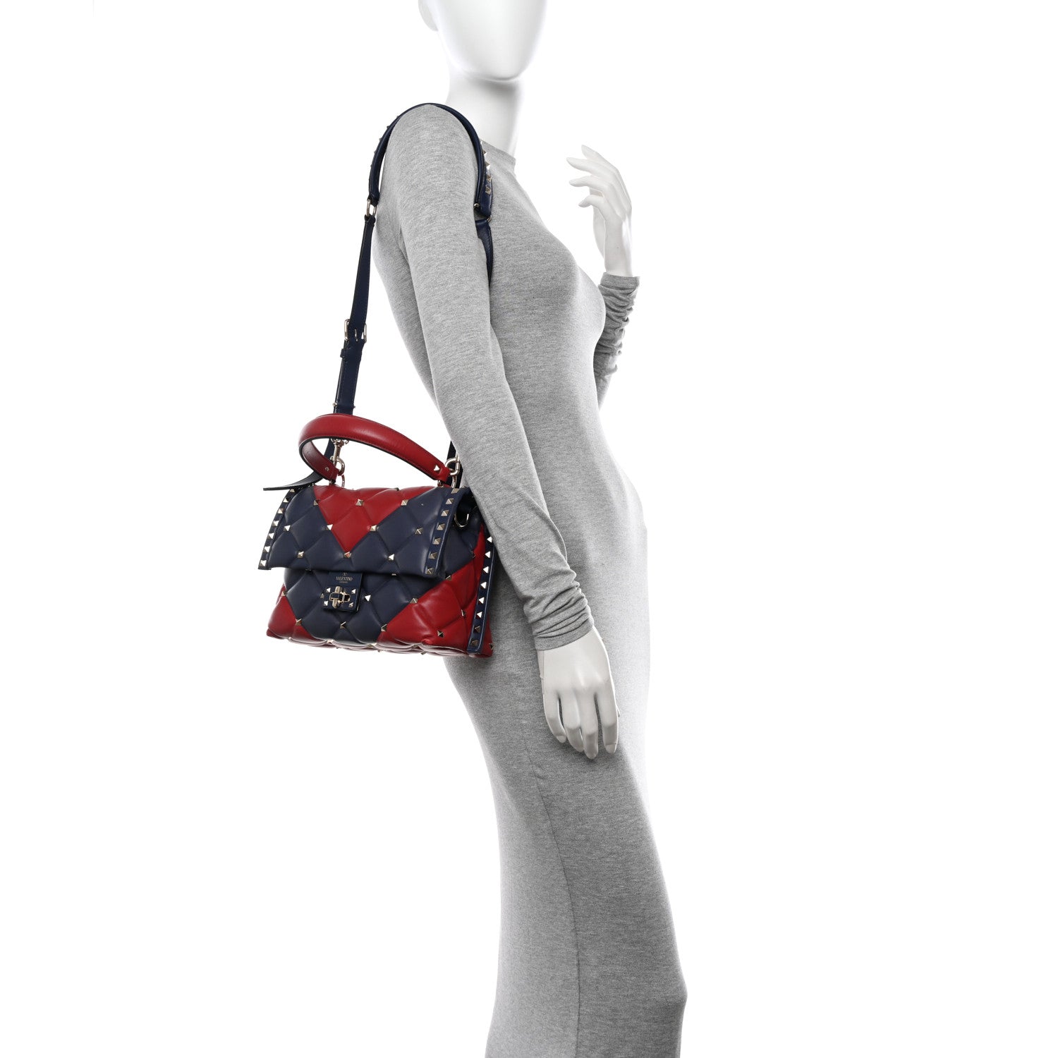 Valentino Garavani Nappa Medium Candystud Top Handle Bag Rosso Valentino Navy 2 of 10