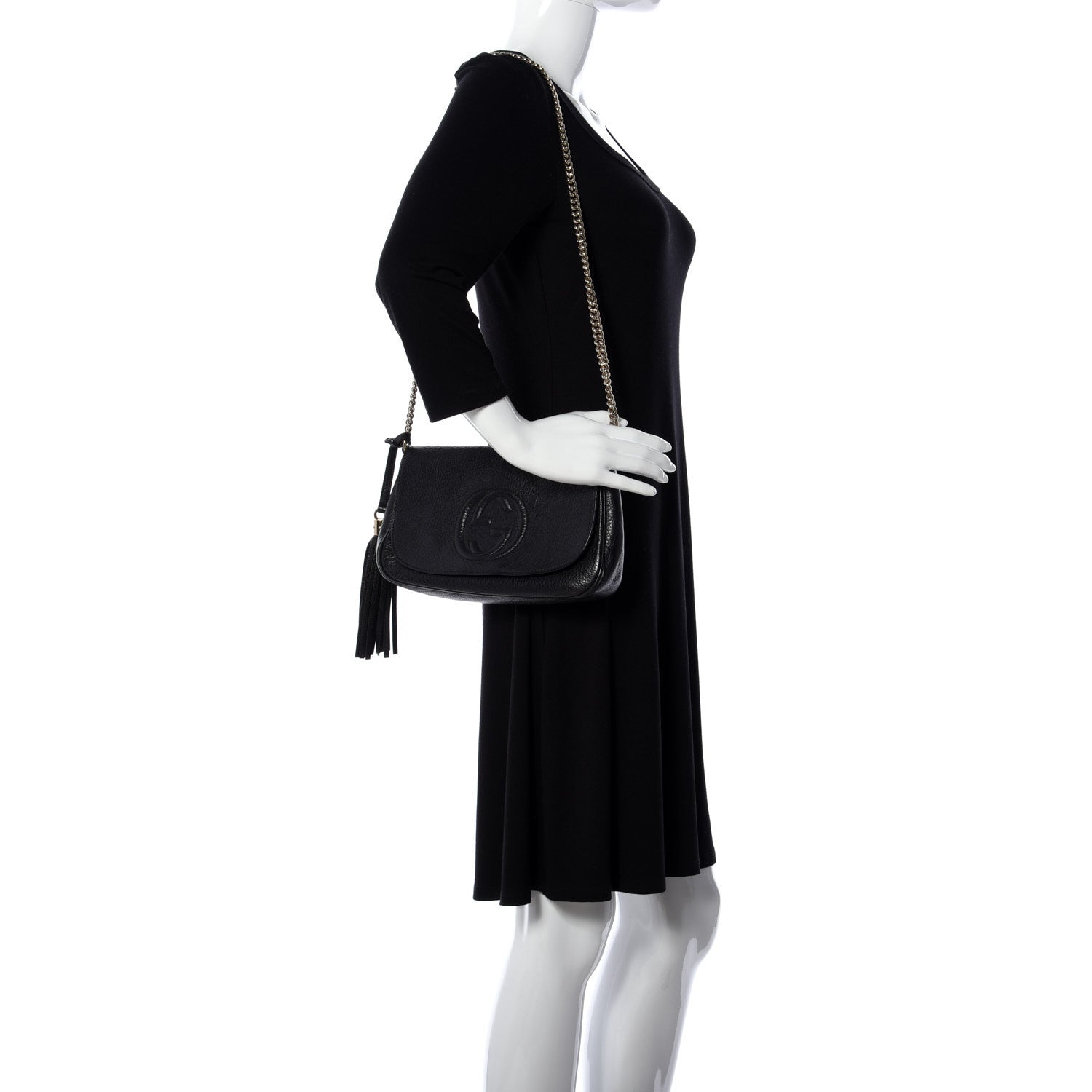 Gucci Pebbled Calfskin Medium Soho Flap Crossbody Black 2 of 10